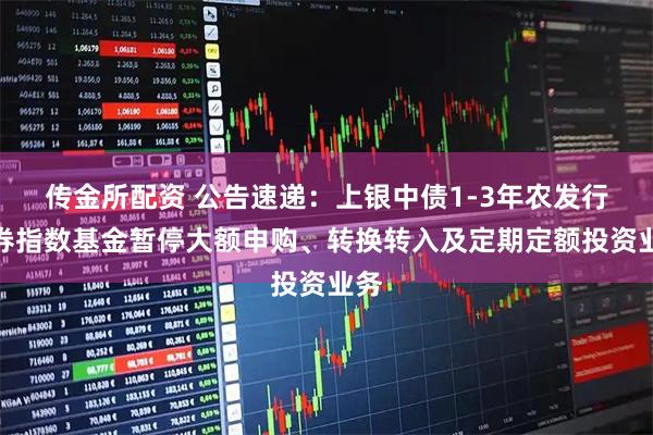 传金所配资 公告速递：上银中债1-3年农发行债券指数基金暂停大额申购、转换转入及定期定额投资业务