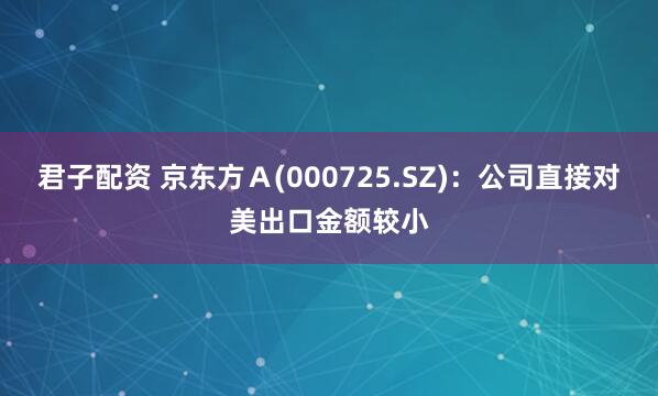 君子配资 京东方Ａ(000725.SZ)：公司直接对美出口金额较小